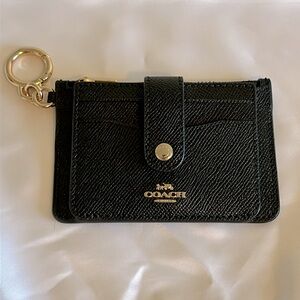 Coach Attachment Card/ID Case, Black Leather